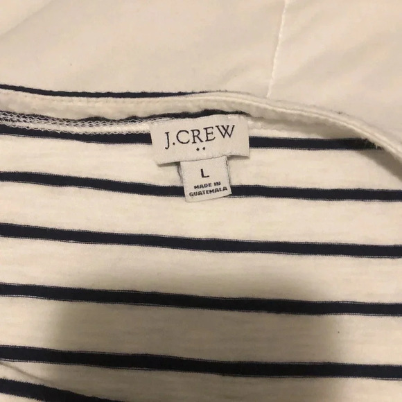 J. Crew Women's Boatneck Navy and White Striped Shirt Size Large - Picture 5 of 7